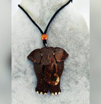 Handmade Coconut Shell Necklace Elephant Pendant